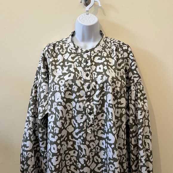 Elizabeth and James Olive Leopard Poplin Dress XL - Picture 3 of 15